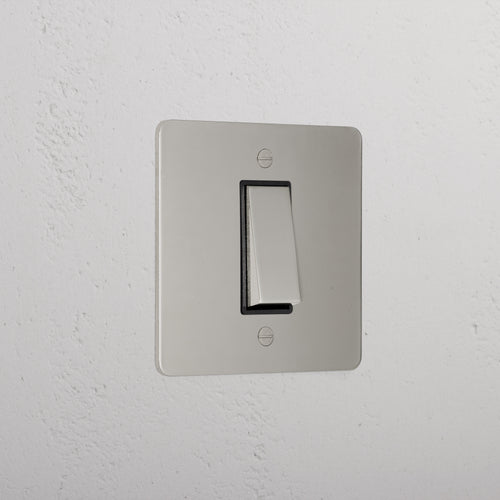 1G Double Pole Rocker Switch - Polished Nickel Black