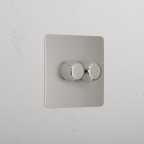 Interior Polished Nickel 2 Gang 2 Way Dimmer Light Switch