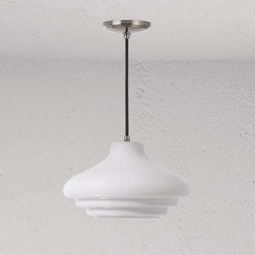 Brookfield Medium Pendant Light Opal Glass - Polished Nickel