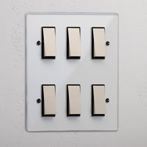 6G Two Way Rocker Switch - Clear Polished Nickel Black