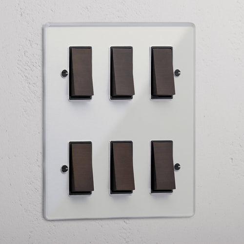 6G Two Way Rocker Switch - Clear Bronze Black