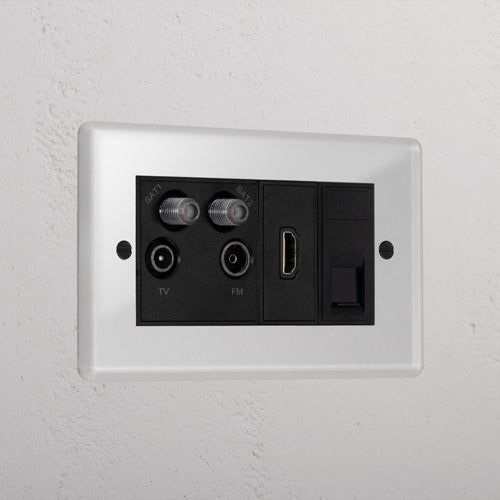 Clear Tv Aerial And Hdmi And Cat6 Interior Socket Black