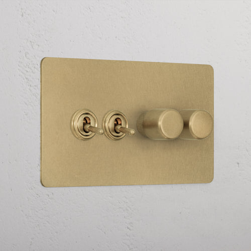 Interior Antique Brass 4 Gang Mixed Light Switch