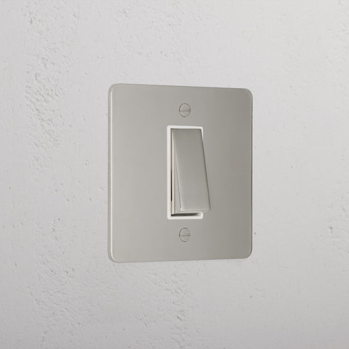 1G Two Way Rocker Switch - Polished Nickel White