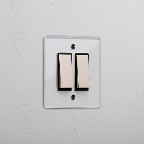 2G Two Way Rocker Switch - Clear Polished Nickel Black