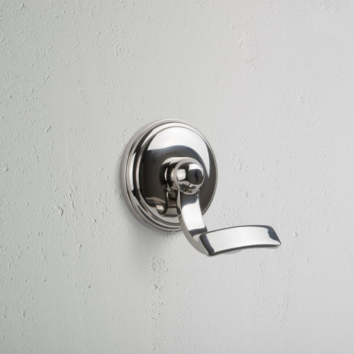 Polished Nickel Portland Hook On White Background