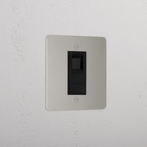 Designer Polished Nickel Cat6 Socket Black